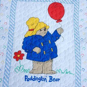 ADORABLE PADDINGTON BEAR BABY QUILT THROW BLANKET QUILTED Like New